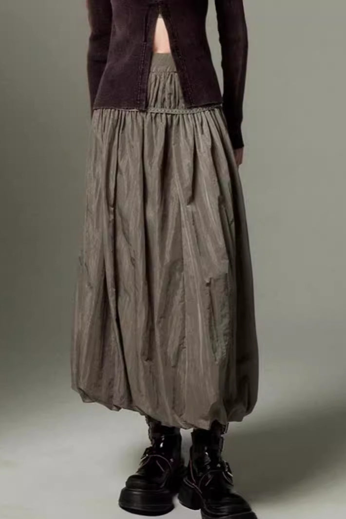 Vintage ruffled flödande maxi kjol
