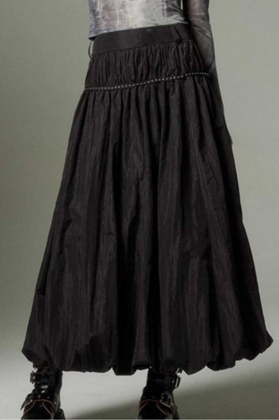 Vintage ruffled flödande maxi kjol