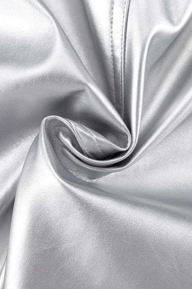 Silver hög midja penna maxi kjol