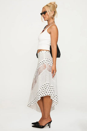 Rennar Midi Skirt White /Polka Dot