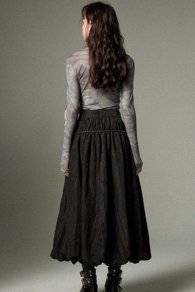 Vintage ruffled flödande maxi kjol