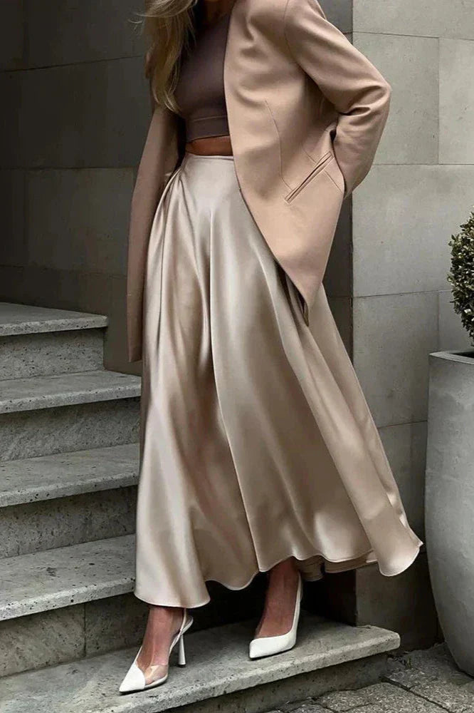 Aubrey satin midi kjol